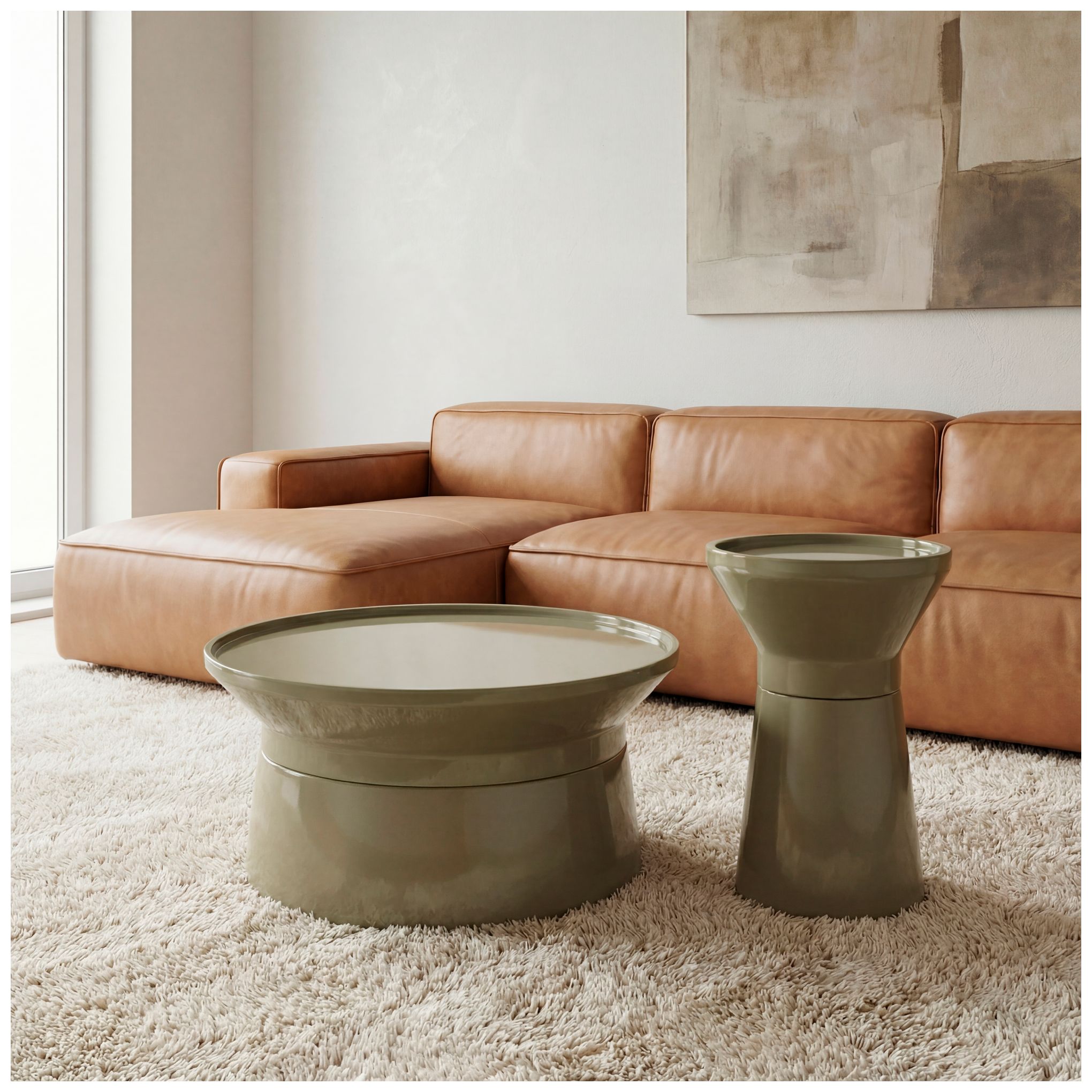 Image 5 Sabine Enamel Coffee Table Sage Green more views