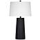Sabine Matte Black Table Lamp with White Linen Shade