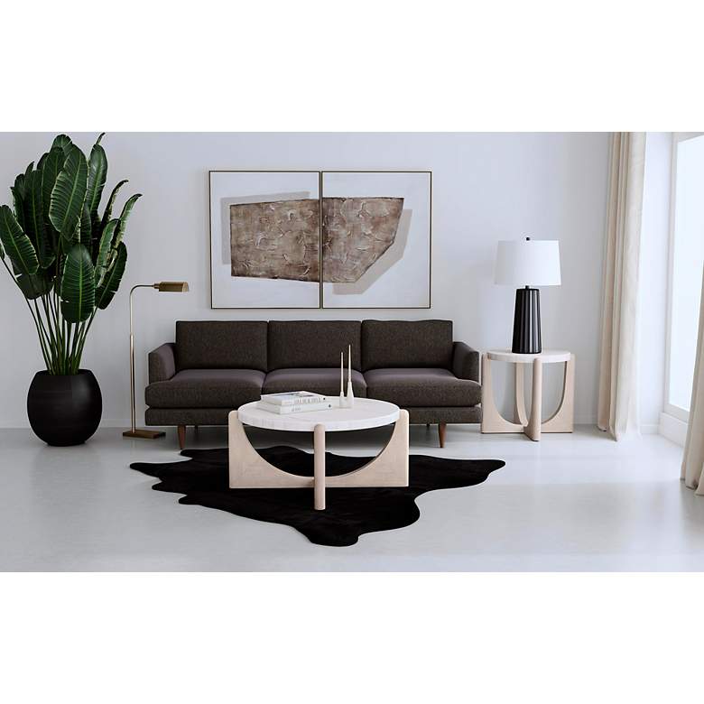Image 4 Sabine Matte Black Table Lamp with White Linen Shade more views