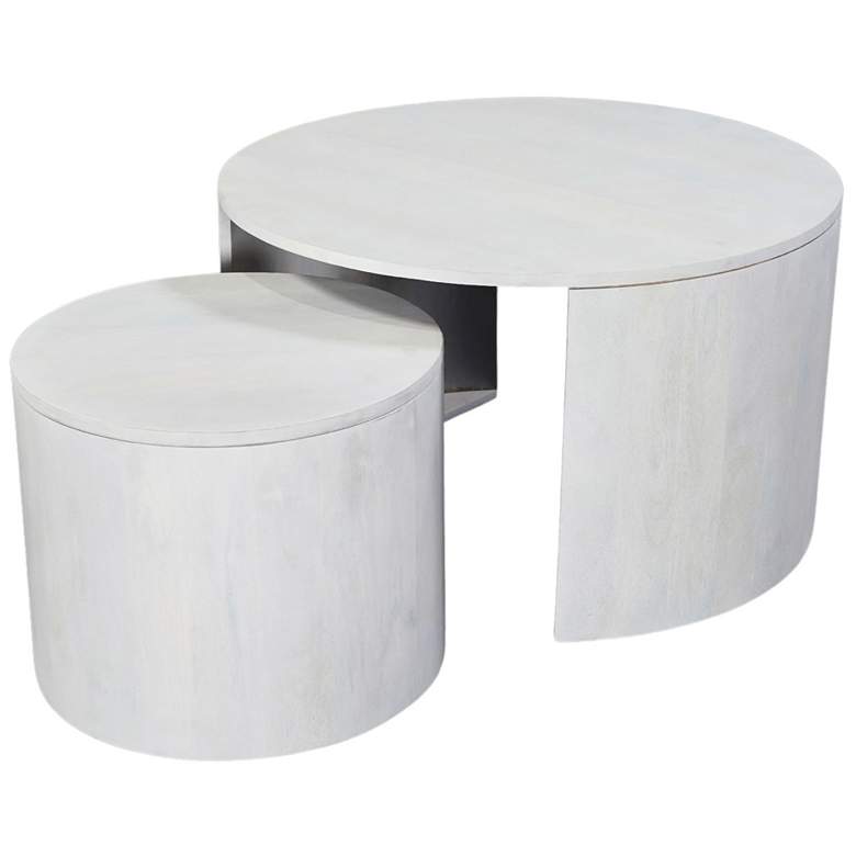 Image 1 Sable 30" Round Nesting Coffee Table - Whitewash
