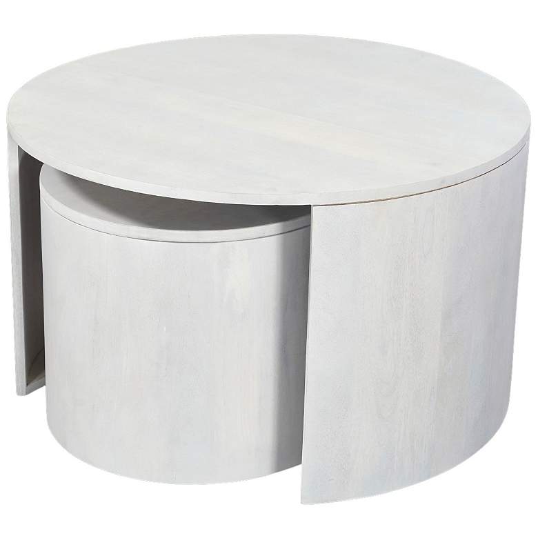Image 2 Sable 30" Round Nesting Coffee Table - Whitewash more views