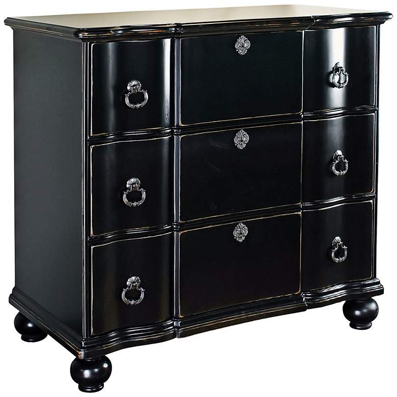 Image 1 Sable Glossy Black Wood 3-Drawer Accent Chest
