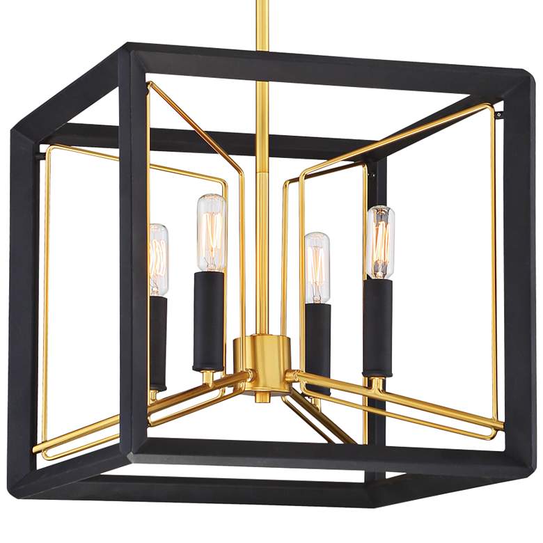 Sable Point 14 1/4&quot;W Black and Gold 4-Light Foyer Pendant more views