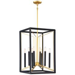 Sable Point 16 1/4&quot;W Black and Gold 8-Light Foyer Pendant