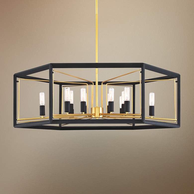 Image 1 Sable Point 26 inch Wide Black and Gold 12-Light Pendant Light
