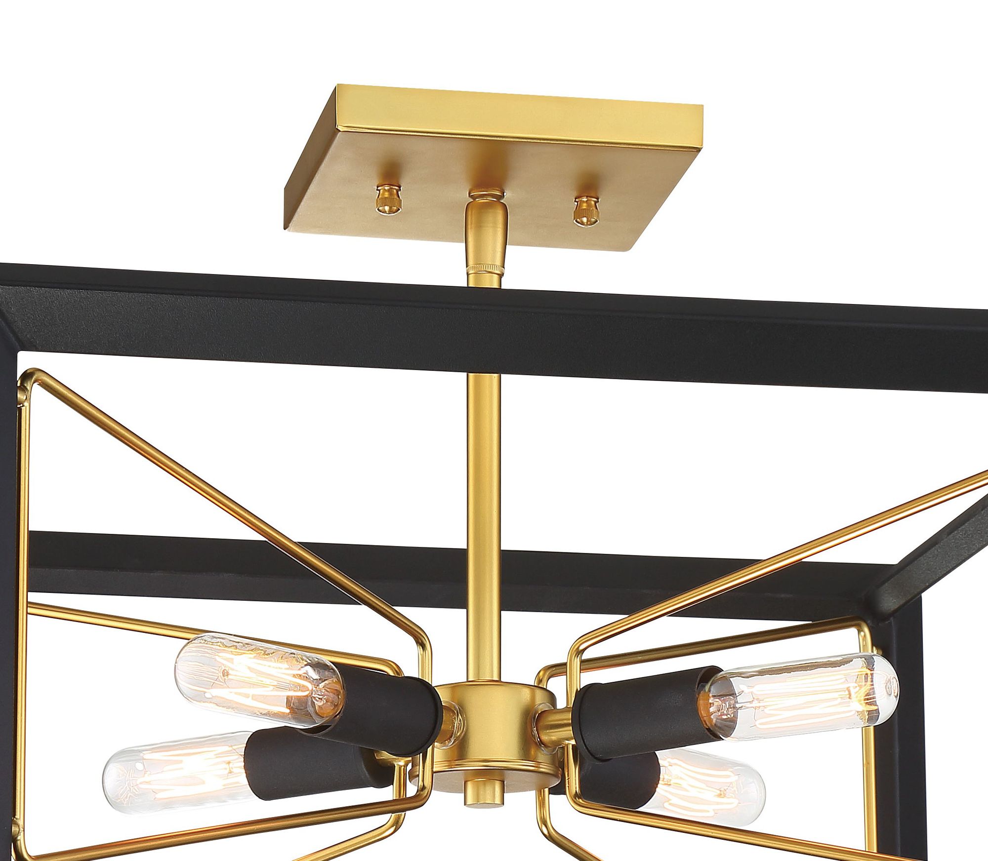 Image 3 Sable Point 4-Light Sand Black Semi Flush with Honey Gold Accents more views
