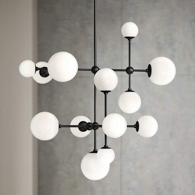 Image 1 Sabon™ 29" Wide Satin Black 3-Light LED Pendant Light