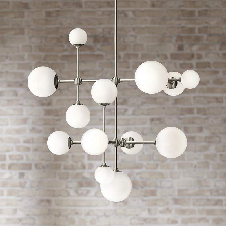 Image 1 Sabon 29 inch Wide Satin Nickel Finish LED Modern Pendant Light