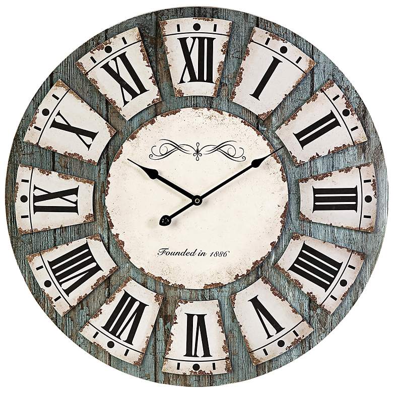 Image 1 Sabra 23 3/4 inch Round Rustic Wall Clock