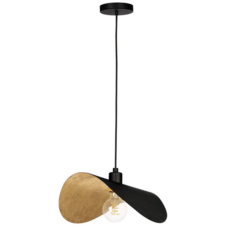 Image 1 Saceda 16.14-inch 1-Light Black and Gold Leaf Convertible Pendant Light
