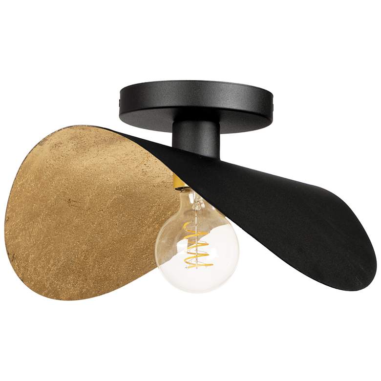 Image 2 Saceda 16.14-inch 1-Light Black and Gold Leaf Convertible Pendant Light more views