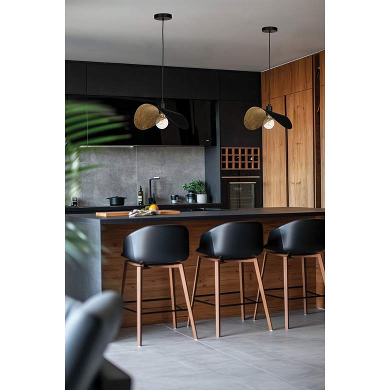 Image 3 Saceda 16.14-inch 1-Light Black and Gold Leaf Convertible Pendant Light more views