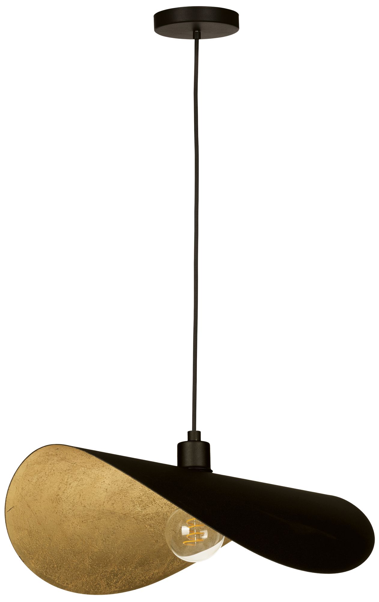 Image 2 Saceda 20.87-inch 1-Light Black and Gold Leaf Convertible Pendant Light