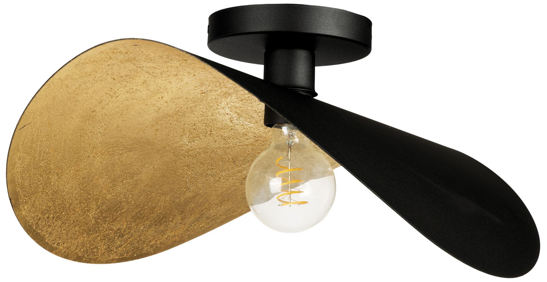 Image 3 Saceda 20.87-inch 1-Light Black and Gold Leaf Convertible Pendant Light more views