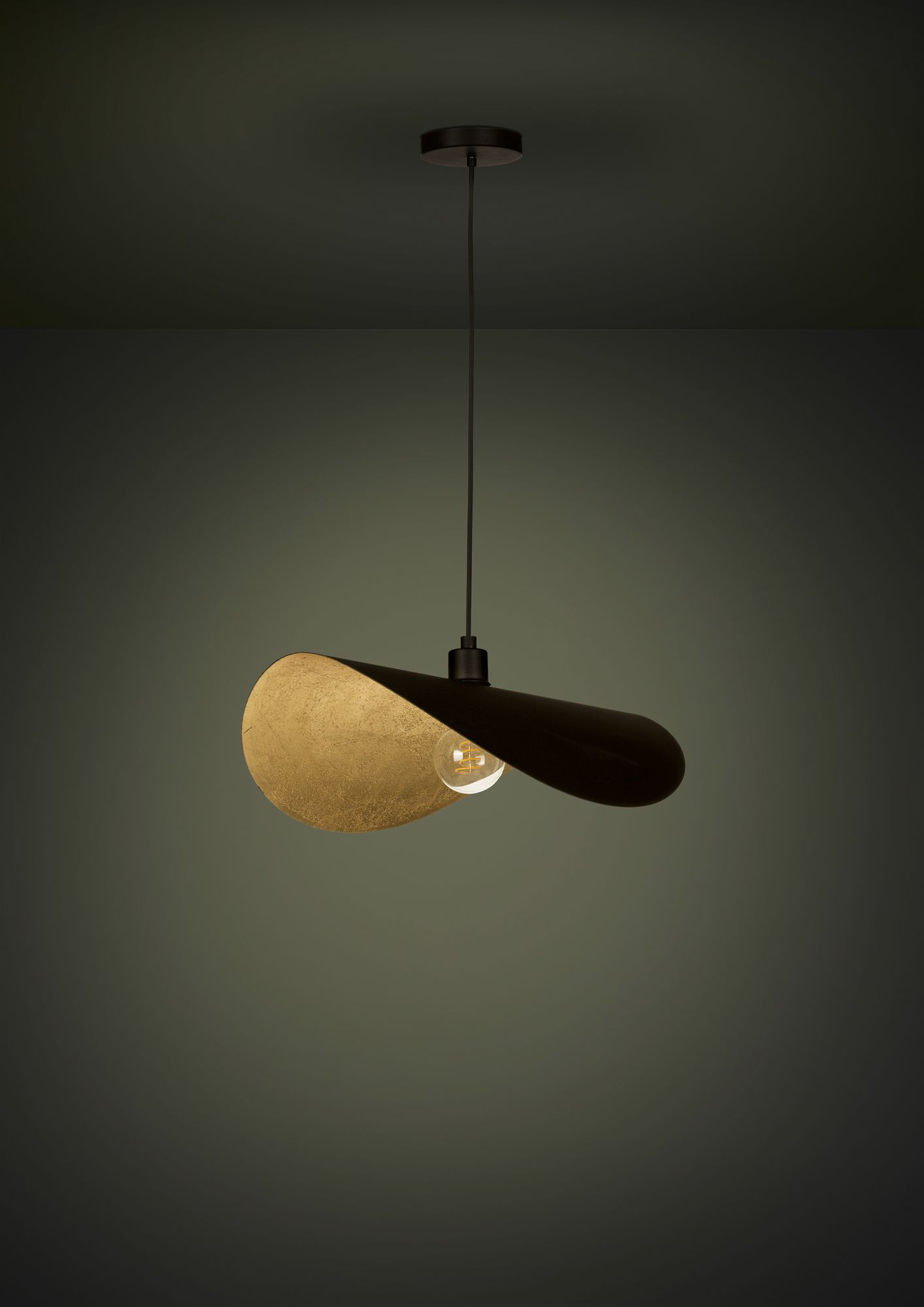 Image 4 Saceda 20.87-inch 1-Light Black and Gold Leaf Convertible Pendant Light more views
