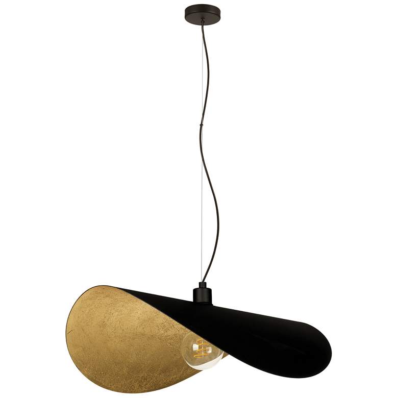 Image 1 Saceda 21.65-inch 1-Light Black and Gold Leaf Pendant Light