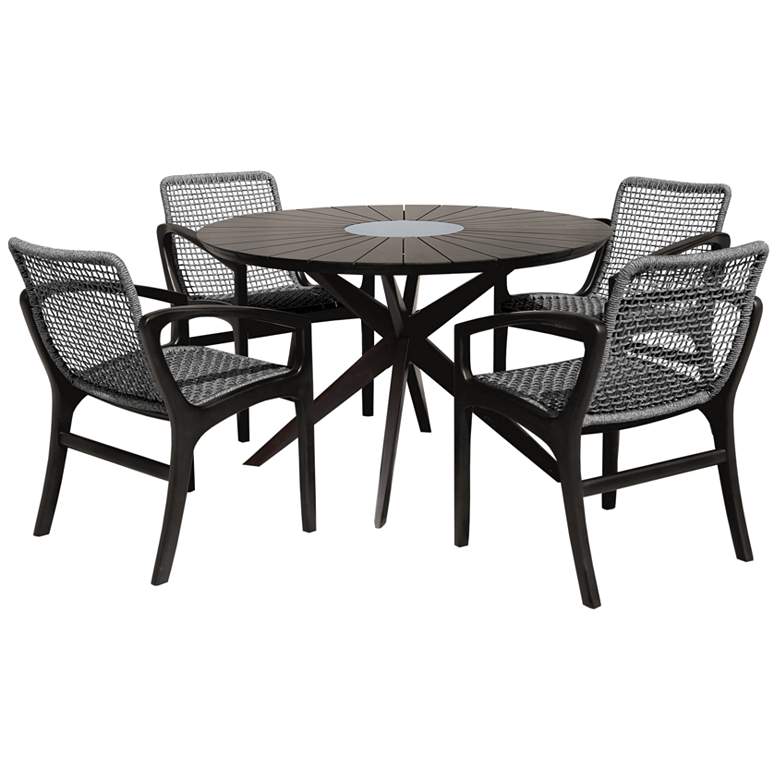 Image 1 Sachi and Brighton 5 Piece Dining Set in Eucalyptus Wood with Rope