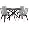 Sachi and Island 5 Piece Outdoor Dining Set in Dark Eucalyptus, Concrete