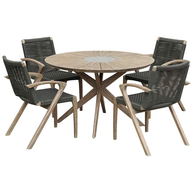 Image 1 Sachi and Nabila Outdoor 5 Piece Eucalyptus and Concrete Dining Set