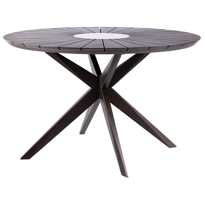 Image 1 Sachi Outdoor Dark Eucalyptus Wood and Concrete Round Dining Table