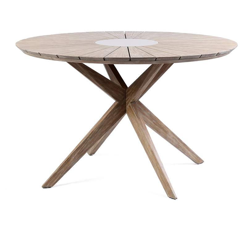 Image 1 Sachi Outdoor Light Eucalyptus Wood and Concrete Round Dining Table