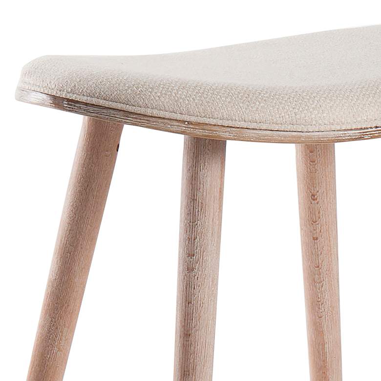 Image 3 Saddle 25" Cream Fabric Wood Counter Stools Set of 2 more views