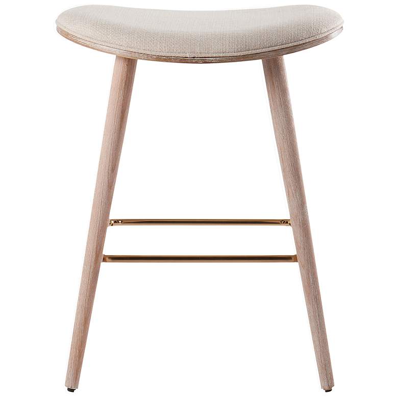 Image 6 Saddle 25" Cream Fabric Wood Counter Stools Set of 2 more views