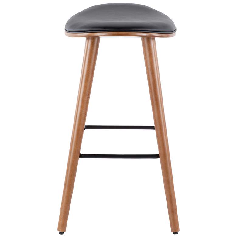 Image 4 Saddle Counter Stool in Walnut and Black PU by LumiSource Pair more views