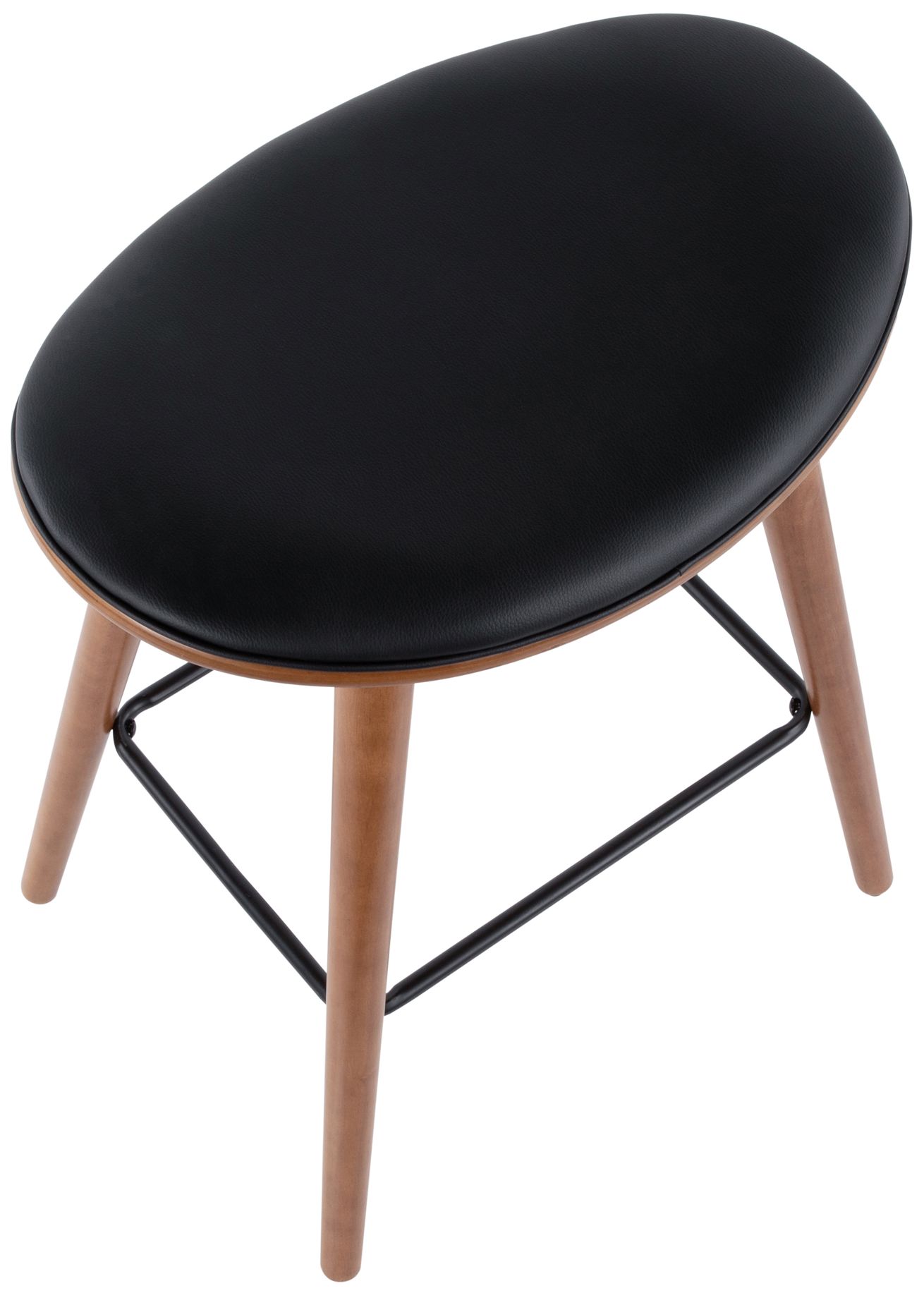 Saddle Counter Stool in Walnut and Black PU by LumiSource Pair