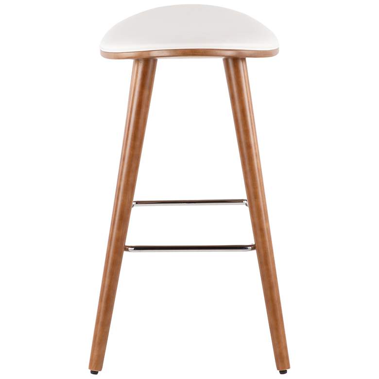 Image 4 Saddle Counter Stool in Walnut and White PU by LumiSource Pair more views
