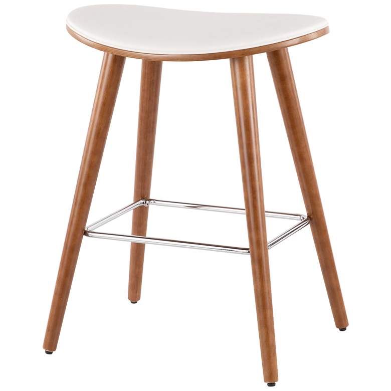 Image 5 Saddle Counter Stool in Walnut and White PU by LumiSource Pair more views