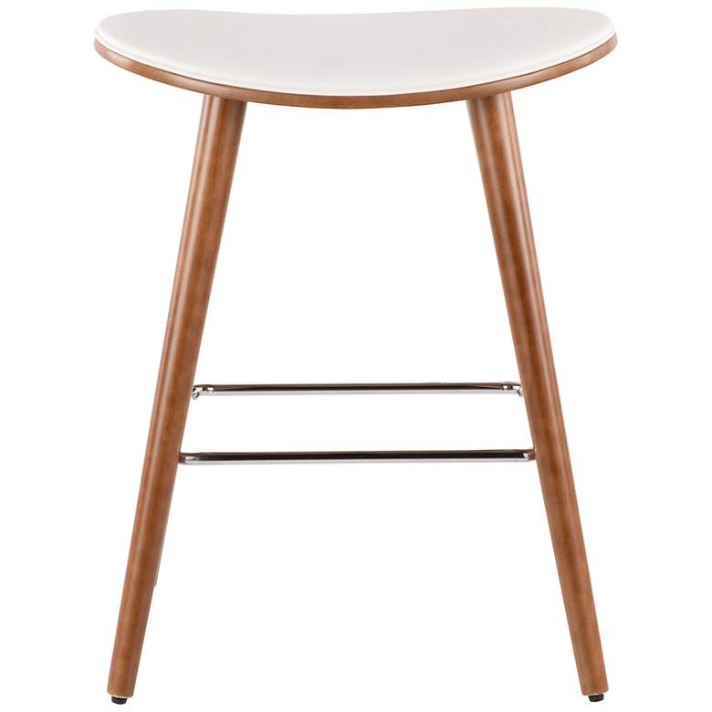 Image 7 Saddle Counter Stool in Walnut and White PU by LumiSource Pair more views