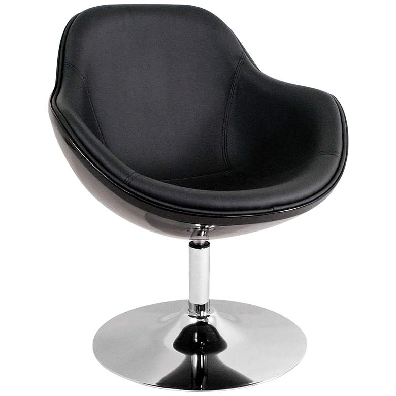Image 1 Saddlebrook Shell Black Faux Leather Modern Accent Chair