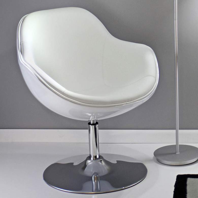 Image 1 Saddlebrook Shell White Faux Leather Modern Accent Chair