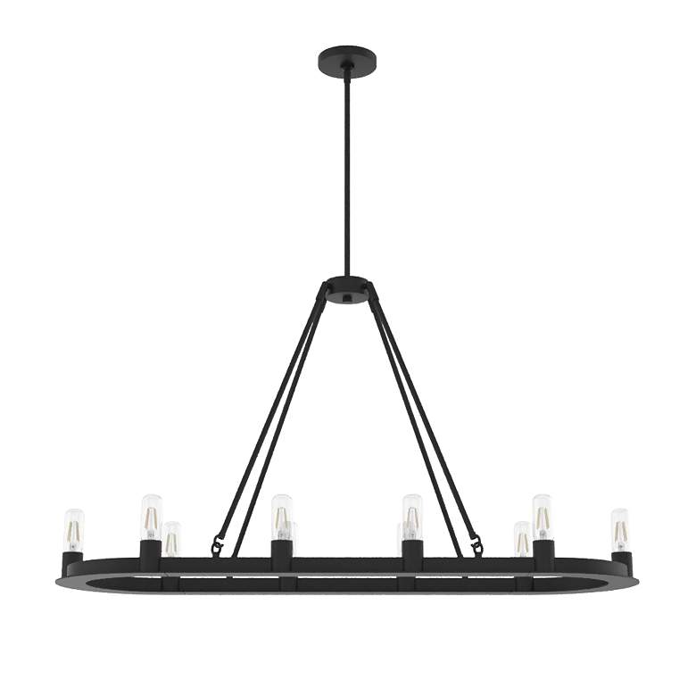 Image 1 Saddlewood 46" Wide Black Iron 10-Light Linear Chandelier