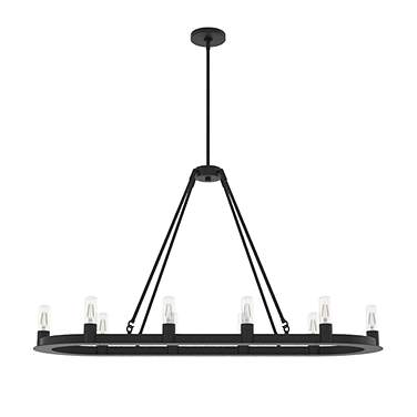 Saddlewood 46" Wide Black Iron 10-Light Linear Chandelier