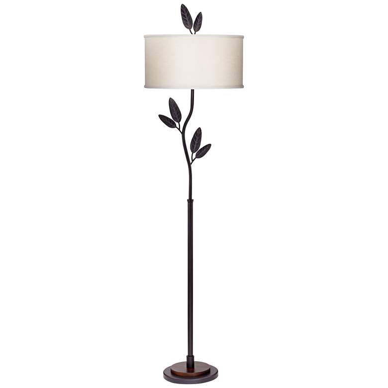 Image 1 Sade Black Leaves and Twigs Cast Iron Floor Lamp