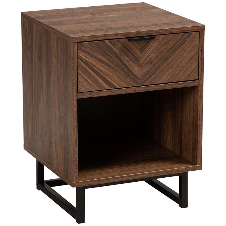 Image 2 Sadia 15 3/4 inch Wide Walnut Brown Wood 1-Drawer End Table