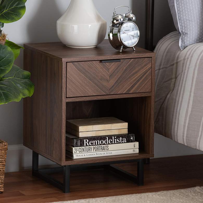 Image 1 Sadia 15 3/4 inch Wide Walnut Brown Wood 1-Drawer End Table