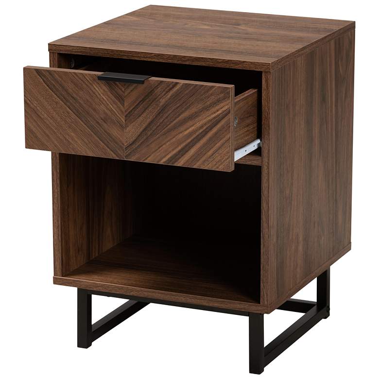 Image 3 Sadia 15 3/4 inch Wide Walnut Brown Wood 1-Drawer End Table more views