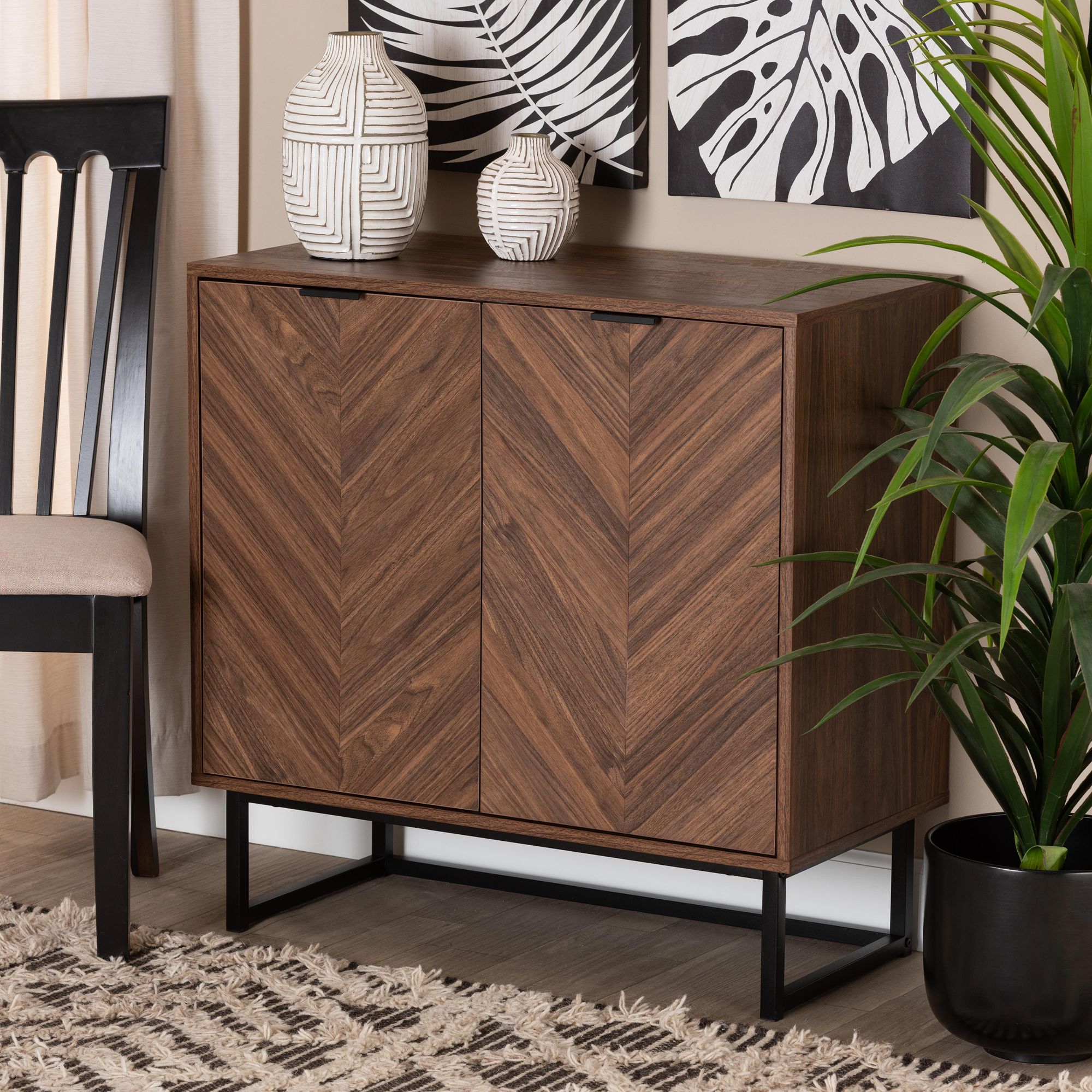 Sadia 31 1 2 Wide Walnut Brown Wood 2 Door Storage Cabinet