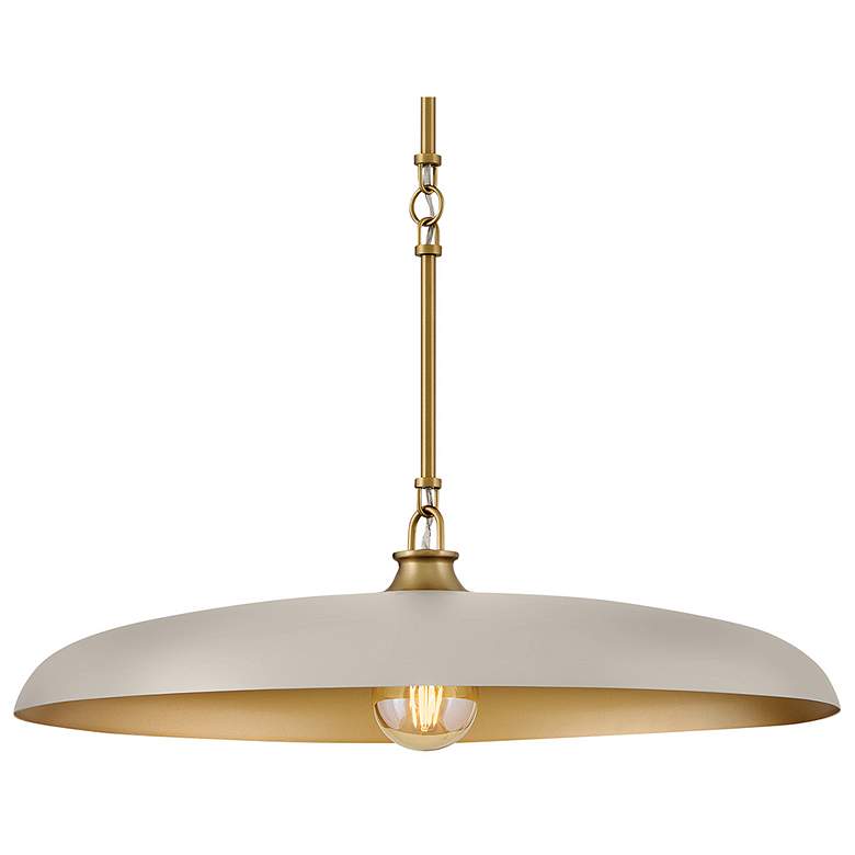 Image 3 Sadie 24" Wide Lacquered Brass and Light Taupe Pendant Light more views