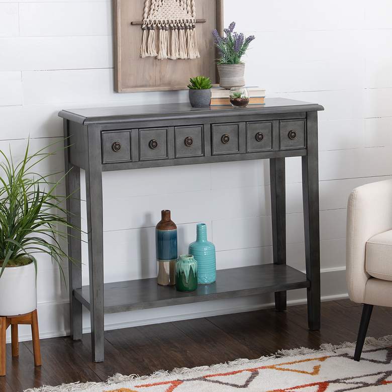 Image 1 Sadie 38" Wide Small Gray 2-Drawer Console Table