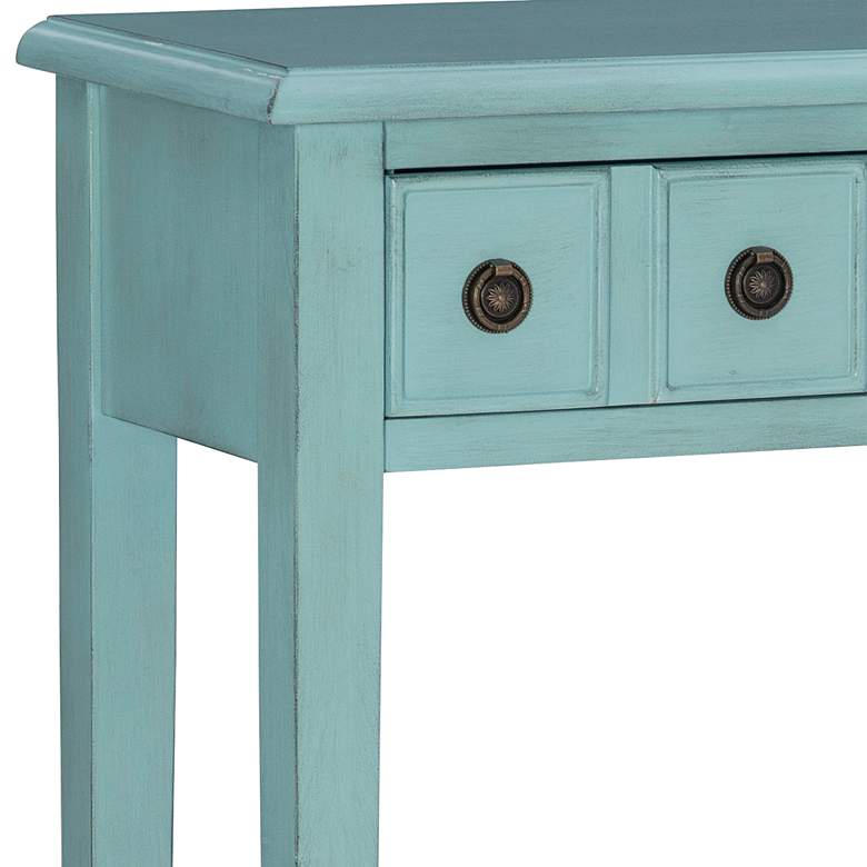 Image 3 Sadie 38" Wide Small Teal 2-Drawer Console Table more views