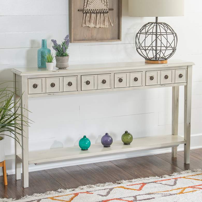 Image 1 Sadie 60 inch Wide Large Cream 4-Drawer Console Table