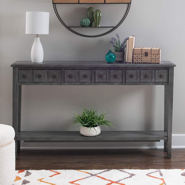 Image 1 Sadie 60" Wide Large Gray 4-Drawer Console Table