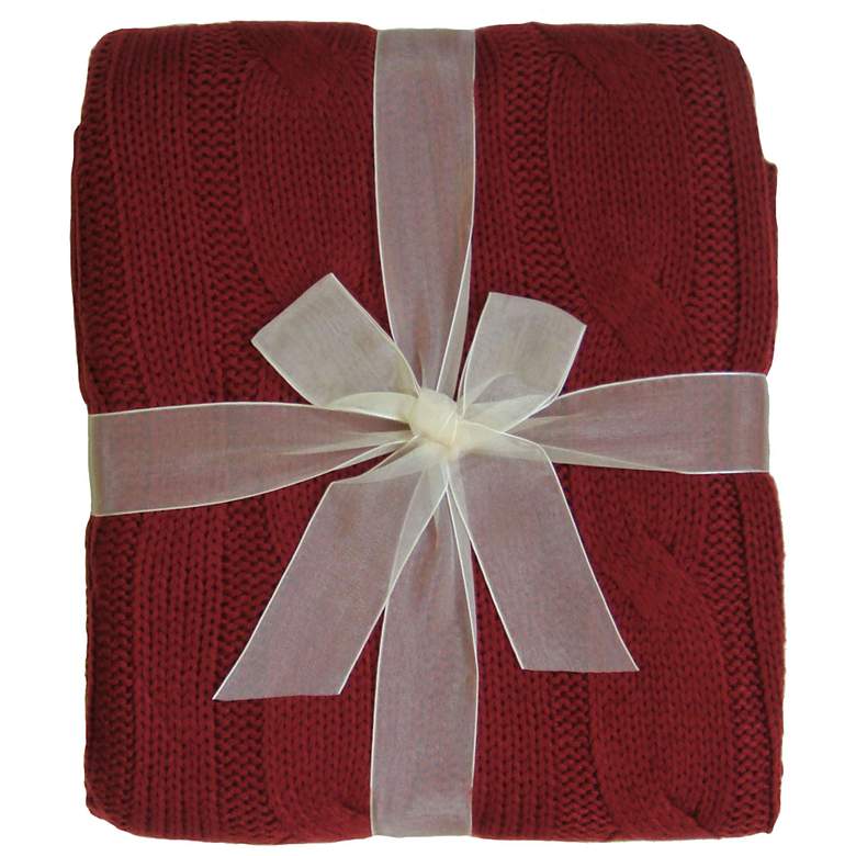 Image 1 Sadie Brick Red Cable Knit Throw Blanket