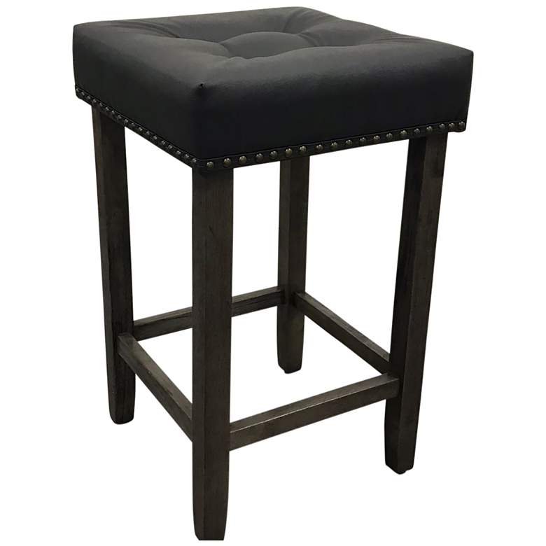 Image 1 Sadie Gotham Grey Upholstered Tufted Barstool Set of 2