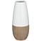 Sadria 12" High Shiny White and Matte Wood Ceramic Vase