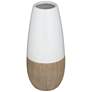 Sadria 12" High Shiny White and Matte Wood Ceramic Vase